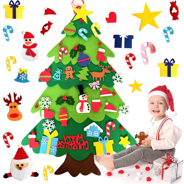 DiscoveryTree™ - Montessori Felt Christmas Tree - 34 Ornaments + Flashing Lights as a Gift!