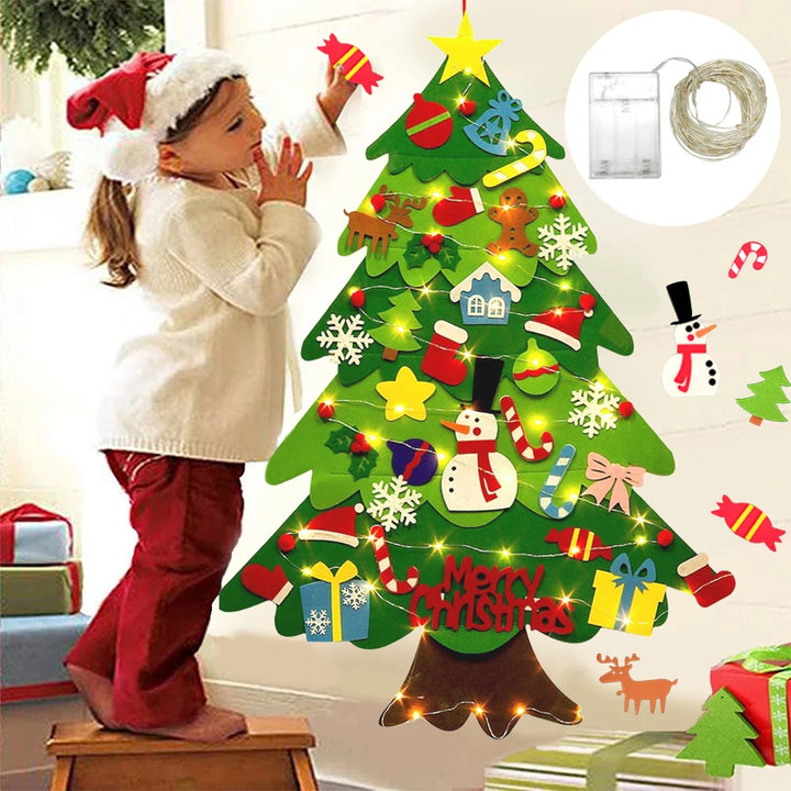 DiscoveryTree™ - Montessori Felt Christmas Tree - 34 Ornaments + Flashing Lights as a Gift!