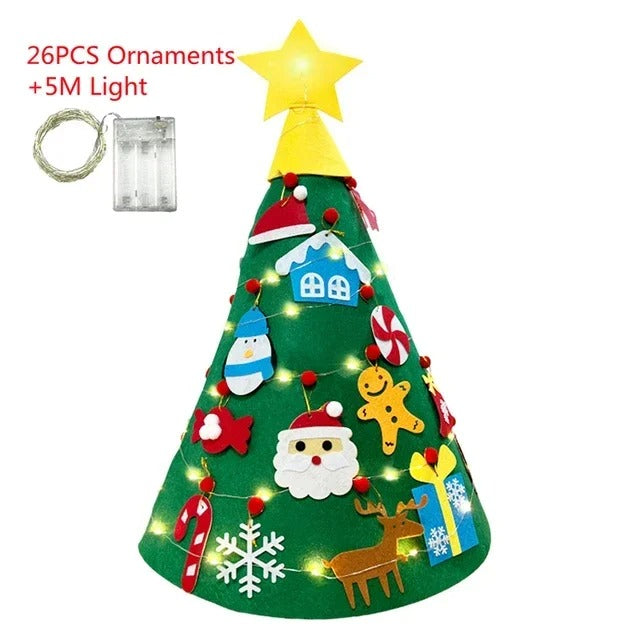 DiscoveryTree™ - Montessori Felt Christmas Tree - 34 Ornaments + Flashing Lights as a Gift!